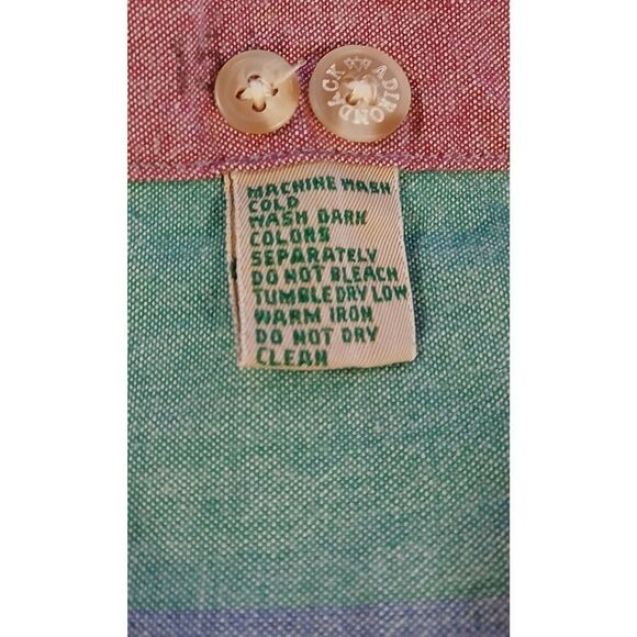 Vintage adirondack mens medium BRUSH WASHED CHAMBRAY green tan shirt country - Picture 7 of 7